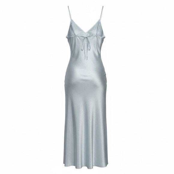Satin Slip Maxi Dress in Pale Blue - Picture 3 of 7